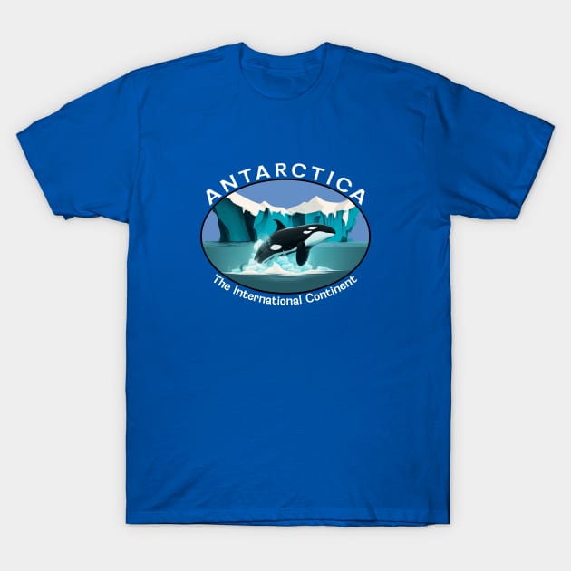 Antarctica The International Continent Orca Whale T-Shirt by Pine Hill Goods